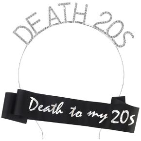 Rip 20s Headband and Sash Set Death to My 20s Birthday Decorations Funeral for Youth Black 30th Birthday Decorations for Her Last Year In My Twenties Party