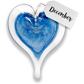 لوك آدمز جلاس | 3 "Glass Birthstone Heart | Suncatcher المصنوع يدويًا | شنق المنزل ديكور | لهجة الحديقة الخارجية (مارس - أكوامارين)