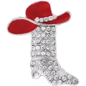 Cut Boot Rhinestones Cowgirl Cowboy Hat Xmas Brooch Lapel Pins for Women Girls Fashion Colorful Enamel Western Boots Crystal Christmas Brooches Dress Suit Clothes Accessories Jewelry Gift