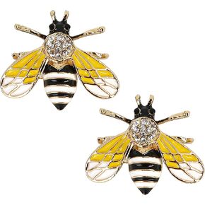 2Pcs Honey Crystal Bee Brooches Pin Accessories for Women - Gold Tone Insect Themed Animal Fashion Broach - Great for Mother, Wife, Sisters, Friends - Lapel, Hair, Daily Wear, Dating