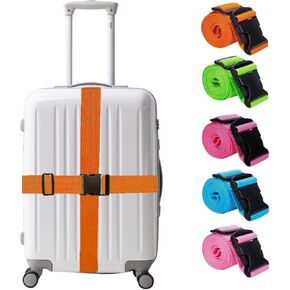 5 Pack Luggage Straps, 74"x 2" Suitcase Strap Adjustable Luggage Belt, Luggage Identifiers for Suitcases TSA Approved Travel Belt, Keep Suitcase Secure While Traveling (5 Colors)