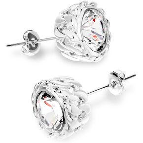 Black Studs Earrings for Men Cubic Zirconia Emerald Garnet Earrings for Women Unique Cuban Link Styled Hypoallergenic Jewelry
