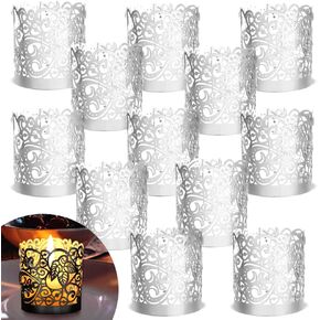 LOVEINUSA 48pcs Votive Candles Holders Wraps, Gold Tea Light Candle Fairy Home Decoration (No Bottom)
