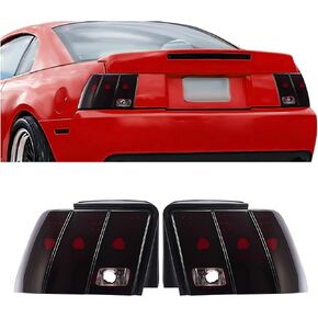HECASA Pair Tail Lights Compatible with 1999-2004 Ford Mustang Replacement for FO2818109 FO2819109 3R3Z13405AA 3R3Z13404AA Tail Rear Light Lamp Driver&Passenger Side - Red Smoke Lens