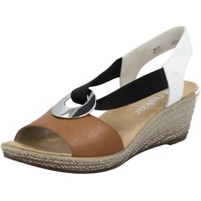 Rieker 624H6 Fanni Women's Wedge Sandals - Lightweight, Comfortable and Supportive - Slip On Sandals with Cushioned Insole and High Wedge for Everyday Stylish Wear