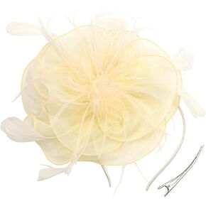Women Fascinators Hats Veil Mesh Tea Party Derby Hat Bow Lace Gloves Pearl Jewelry Set for Women Cocktail Wedding