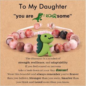 COLORFUL BLING Dinosaur Bracelet for Son/Grandson on School Day/Frist Day/Birthday Cute Cartoon Dinosaur Beaded Strand Bracelet Adjustable Animal Inspirational Bracelet