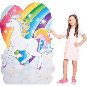 Geelin 47" H Unicorn Cardboard Cutout Stand up Rainbow Cloud Unicorns Horse Life Size Photo Props Large Outdoor Lawn Decorations for Birthday Themed Party Celebrations