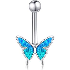 Butterfly Belly Button Ring Dangle 925 Sterling Silver Belly Button Piercing Body Navel Rings