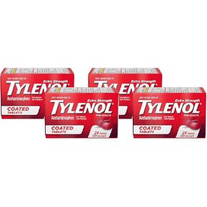 Tylenol Extra Pround Pain Reliever & Fever Complucer ، أقراص مستديرة ، 500 ملغ من حبوب آلام الأسيتامينوفين للصداع ، ألم في الأسنان وآلام التهاب المفاصل ، 24 CT