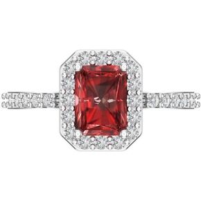 1.92 CT Emerald Cut VVS1 Garnet Natural - Solitaire مع حلقة بيان لهجات للمرأة - الذهب الأبيض الصلب 14K - التخرج من الحجر المولد أو هدية الزفاف الذكرى (الحجم)