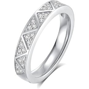 Round Round Moissanite Wedding Ring Band for Women 18K White Gold Plated S925 Sterling Silver Modern Design Band Ring for Women