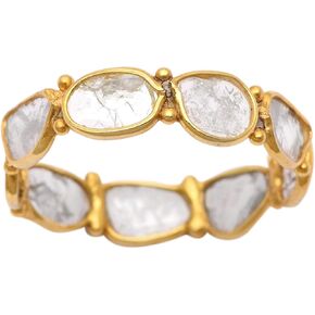1.00 CTW Natural Diamond Polki Eternity Ring 925 Sterling Silver 14K Gold Plated Slice Diamond Jewelry