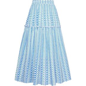 Belle Poque Women Floral Skirt High Waisted Midi Skirt Flowy Skirt with Pockets