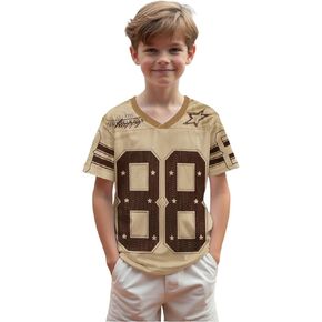 Boy Girl Y2K Jersey Shirt Number Graphic V Neck T-Shirt Kids Football Short Sleeve Tee Sport Summer Casual Tops