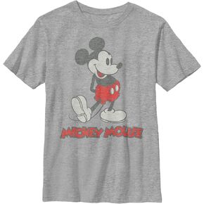 Disney Characters Vintage Mickey Boy's Heather Crew Tee