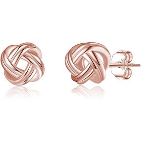 SLUYNZ 925 Sterling Silver Love Knot Stud Earrings for Women Teens Twisted Stud Earrings Ball
