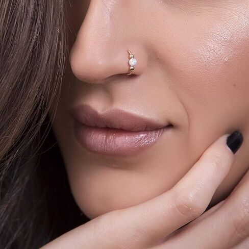 JFORYOU 18G Nose Rings Set for Women Stainless Steel Hypoallergenic 1.5mm 2mm 2.5mm 3mm Nose Studs and Opal Hinged Clicker Segment Nose Rings Hoops Helix Cartilage Daith Conch Tragus Sleeper Earrings in Kuwait
