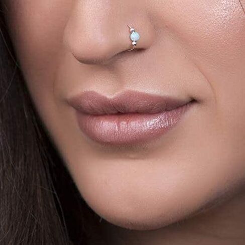 JFORYOU 18G Nose Rings Set for Women Stainless Steel Hypoallergenic 1.5mm 2mm 2.5mm 3mm Nose Studs and Opal Hinged Clicker Segment Nose Rings Hoops Helix Cartilage Daith Conch Tragus Sleeper Earrings in Kuwait