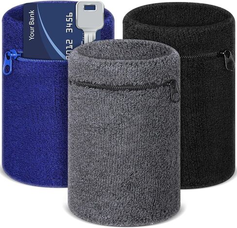 Bememo 3 Pcs Wrist Wallet Pouch for Men Women Zipper Wallet Wristband Pocket Wrist Card Holder for Jogging Cycling Walking Storing Cash Keys Cards in Saudi Arabia