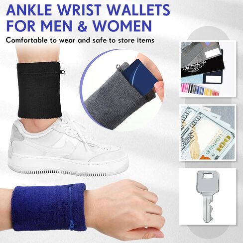 Bememo 3 Pcs Wrist Wallet Pouch for Men Women Zipper Wallet Wristband Pocket Wrist Card Holder for Jogging Cycling Walking Storing Cash Keys Cards in Saudi Arabia