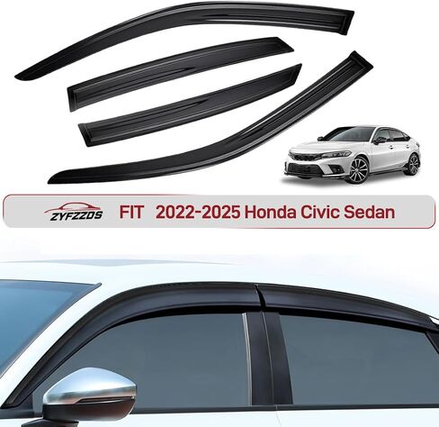 Window Visors Rain Guards Fit 2022, 2023, 2024, 2025 Honda Civic Sedan Side Window Deflectors Vent Shades Sun Visors Mugen Style Tape-On 4PCS in Saudi Arabia