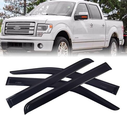 واقي نافذة درع النافذة لفورد F150 2004-2014 ، 4pcs نافذة نافذة حراسة النافذة المنحرفات الرياح لفورد F150 2004-2014 TAPE-ON in Kuwait