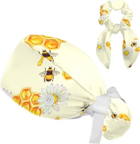 1 Pack Adjustable Sweatband Bouffant Hats with Button Scrub Caps Long Hair in Saudi Arabia