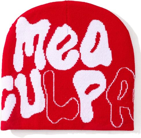 Beanie Y2k Hat MEA Culpa Graphic Beanies Design Winter Warm Hats Knit Skull Cap for Men Women in Saudi Arabia
