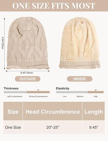 Senker Fashion 2 Pack Winter Slouchy beanie للنساء ، بيني متماسكة الصوف الدافئ المبطن هدايا كاب جمجمة كبيرة الحجم in Kuwait