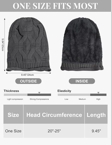 Senker Fashion 2 Pack Winter Slouchy beanie للنساء ، بيني متماسكة الصوف الدافئ المبطن هدايا كاب جمجمة كبيرة الحجم in Kuwait