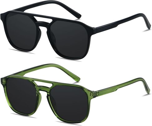 ANDWOOD Trendy Aviator Polarized Sunglasses Men Women Square Stylish Frame Sun Glasses in Kuwait