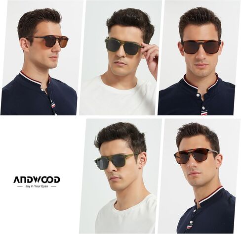 ANDWOOD Trendy Aviator Polarized Sunglasses Men Women Square Stylish Frame Sun Glasses in Kuwait