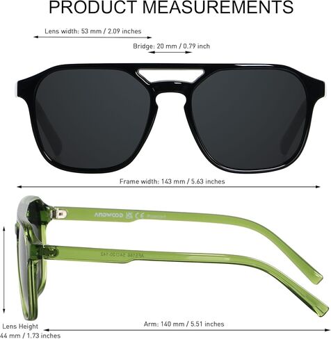 ANDWOOD Trendy Aviator Polarized Sunglasses Men Women Square Stylish Frame Sun Glasses in Kuwait