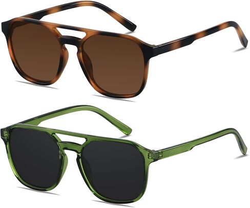 ANDWOOD Trendy Aviator Polarized Sunglasses Men Women Square Stylish Frame Sun Glasses in Kuwait