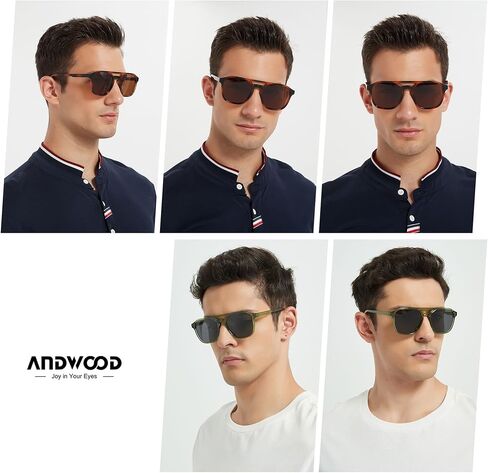 ANDWOOD Trendy Aviator Polarized Sunglasses Men Women Square Stylish Frame Sun Glasses in Kuwait