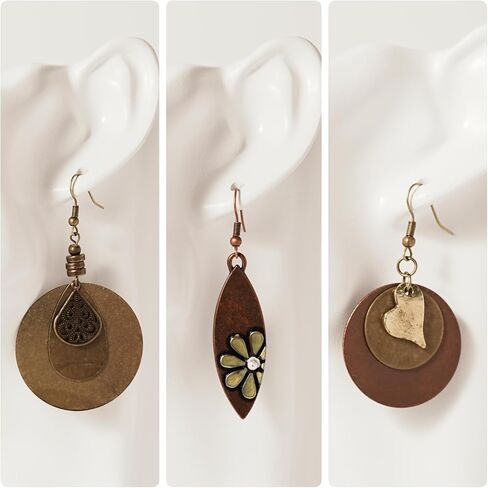 12Pairs Boho Earrings for Women Hanging Trendy Big Vintage Bohemia Bohemian Country Colorful Style Dangle Dangly Dangling Hippie Lightweight Large Fashion Style Hypoallergenic Earring Bulk Ladies Costume Jewelry Set in Saudi Arabia