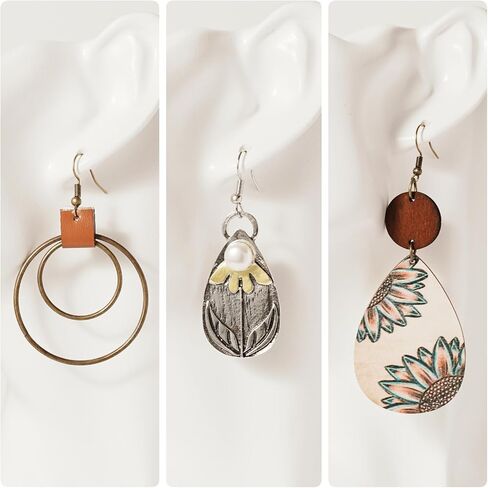 12Pairs Boho Earrings for Women Hanging Trendy Big Vintage Bohemia Bohemian Country Colorful Style Dangle Dangly Dangling Hippie Lightweight Large Fashion Style Hypoallergenic Earring Bulk Ladies Costume Jewelry Set in Saudi Arabia