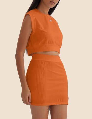 CHERFLY 2 Piece Sets for Women 2025 Summer Skirt Set Casual Tank Top Mini Knit Skirt Matching Sets in Saudi Arabia