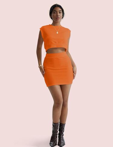 CHERFLY 2 Piece Sets for Women 2025 Summer Skirt Set Casual Tank Top Mini Knit Skirt Matching Sets in Saudi Arabia