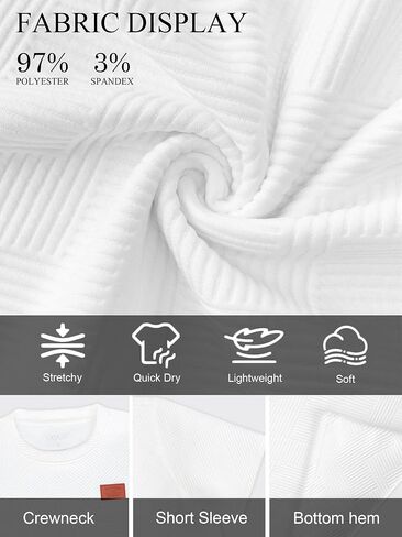 Uoua Men's Crewneck Sweatshirts Soild Color Texture Terts Tirts Shirt Sleeve Discual Pullover Shirt in Kuwait