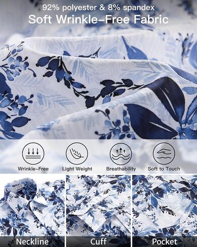 BOJIN Men's Dress Wrinkle-Free Stretch Long Sleeve Wedding Dating Business Casual Button Down Shirts with Pocket in Saudi Arabia