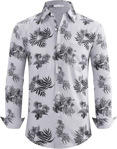 BOJIN Men's Dress Wrinkle-Free Stretch Long Sleeve Wedding Dating Business Casual Button Down Shirts with Pocket in Saudi Arabia