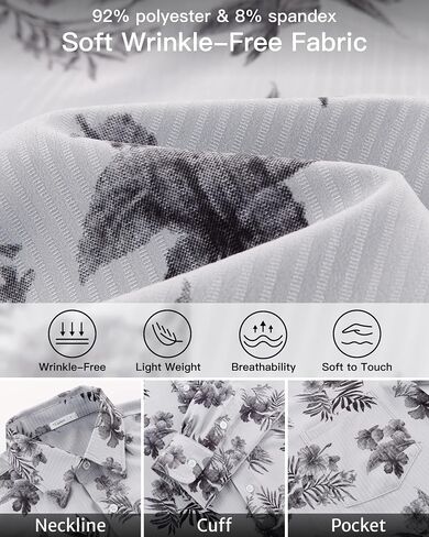 BOJIN Men's Dress Wrinkle-Free Stretch Long Sleeve Wedding Dating Business Casual Button Down Shirts with Pocket in Saudi Arabia