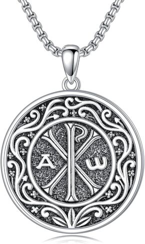 قلادة تشي Rho 925 Sterling Silver Chi Rho Alpha Omega PX XP Symbas in Kuwait
