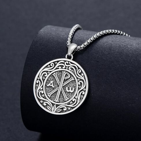 قلادة تشي Rho 925 Sterling Silver Chi Rho Alpha Omega PX XP Symbas in Kuwait
