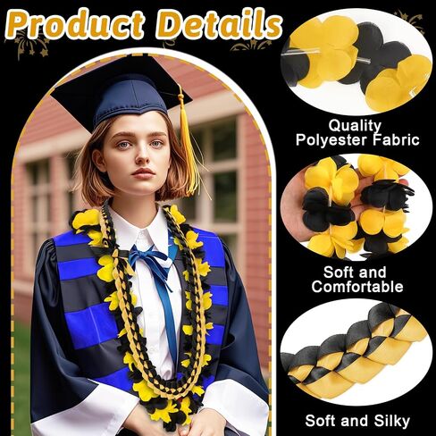 2 Pcs Graduation Leis Braided Ribbon Lei 2025, Red and Black Graduation Flower Necklace Hawaiian Leis for Graduation Party Supplies Graduates Gift Accessories in Saudi Arabia