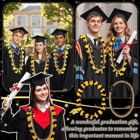2 Pcs Graduation Leis Braided Ribbon Lei 2025, Red and Black Graduation Flower Necklace Hawaiian Leis for Graduation Party Supplies Graduates Gift Accessories in Saudi Arabia