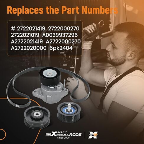 MaxPeedingRods محرك محرك حزام حزام الموتر و Pulley Bulley حزام السربنتين ، من أجل مرسيدس-بنز ML550 ML350 GL450 GL550 SLK280 SLK300 E350 R350 G550 C280 C230 06-11 ، استبدل# 2722000070 | 2722021419 in Saudi Arabia