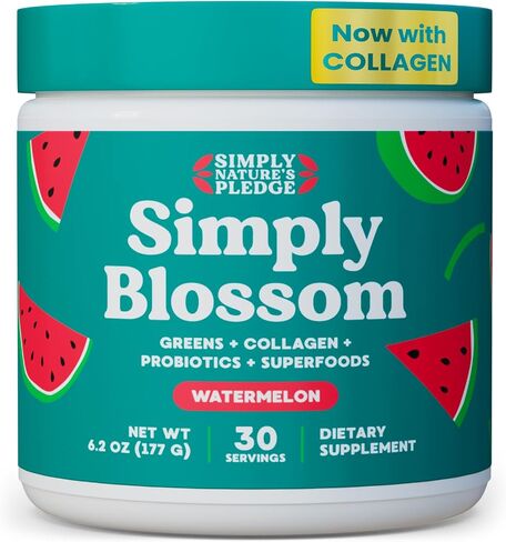 Blossom Nutrition Daily Greens & Superfood Powder + Collagen + Probiotics for Women's Digestive Health & Bloating Relief. Help Your Health Bloom - 30 Day Supply - Watermelon in Saudi Arabia